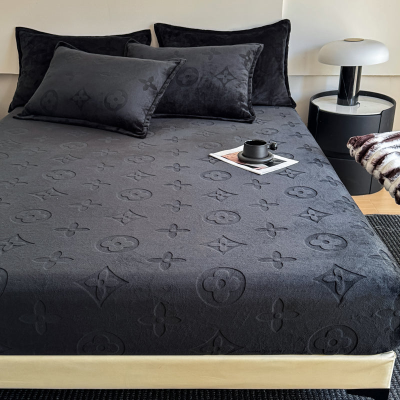 Mono Floral Milk Velvet Bedding Combination