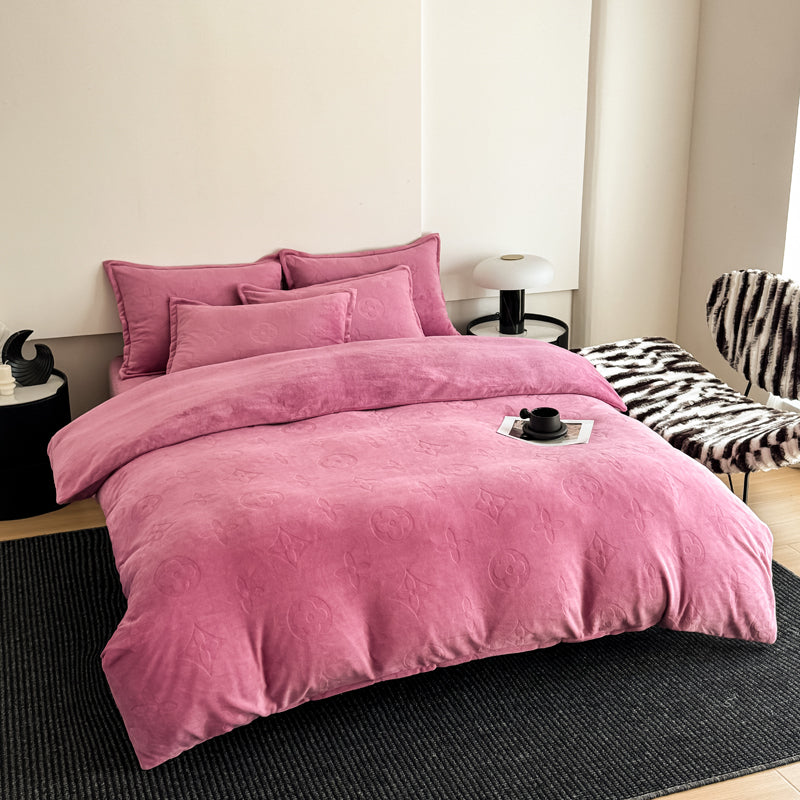 Mono Floral Milk Velvet Bedding Combination