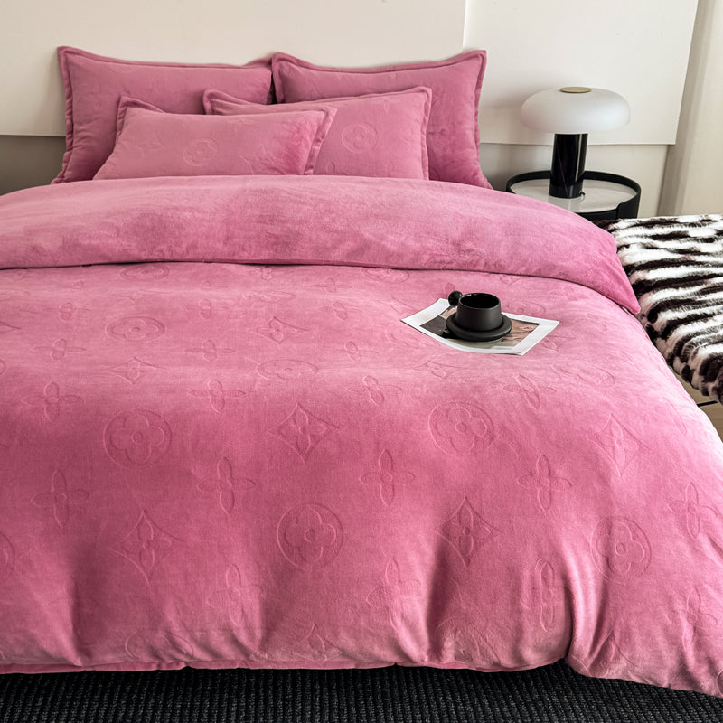 Mono Floral Milk Velvet Bedding Combination