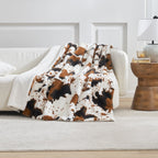 Cow Print Faux Fur Throw