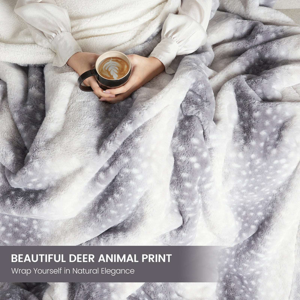 Deer Print Faux Fur Throw