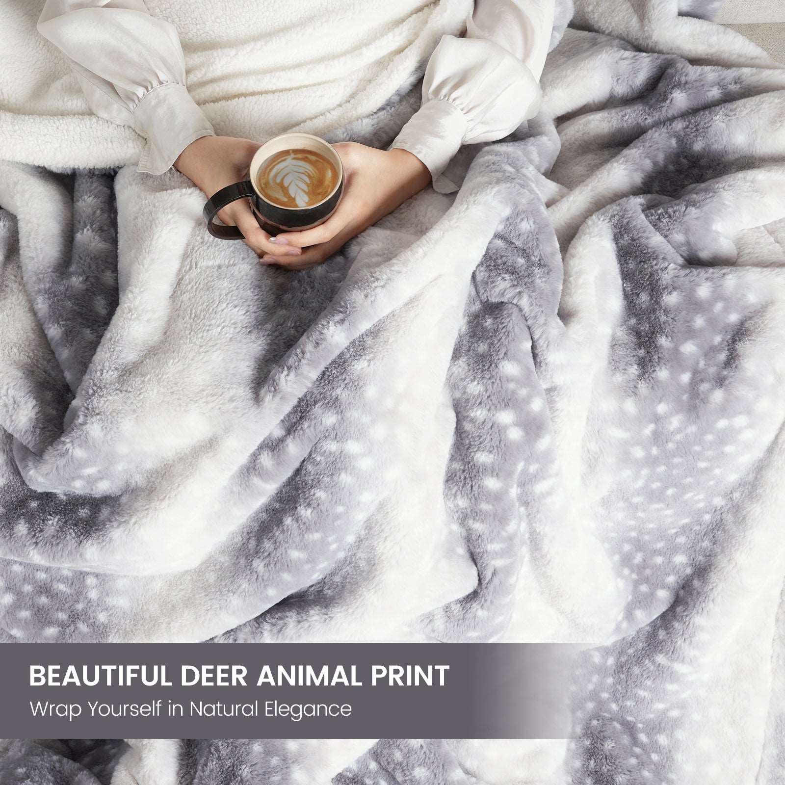 Deer Print Faux Fur Throw