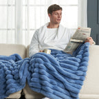 Striped Faux Fur Throw