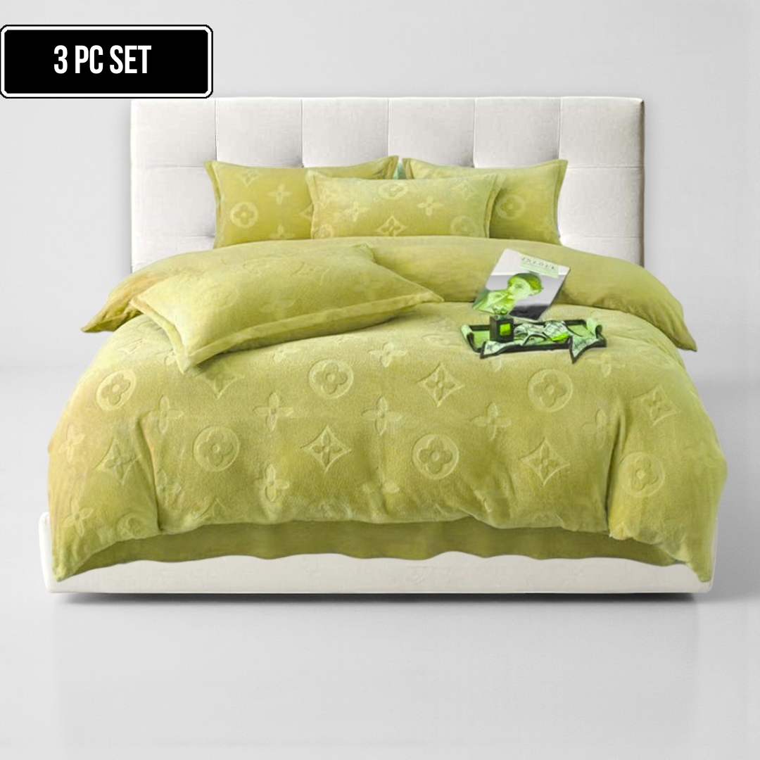 3-Piece MonoFloral Duvet Cover Bedding Set