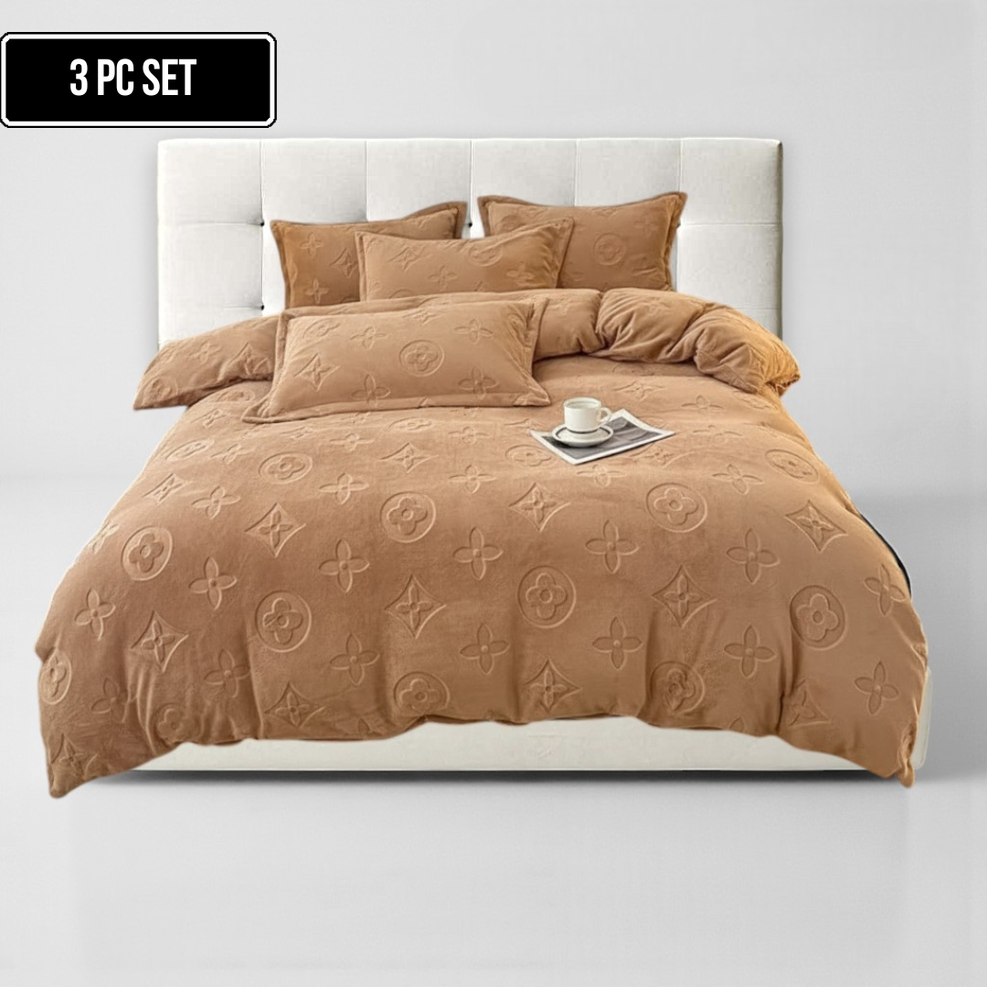 3-Piece MonoFloral Duvet Cover Bedding Set