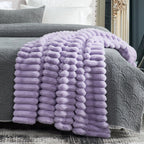 Striped Faux Fur Throw