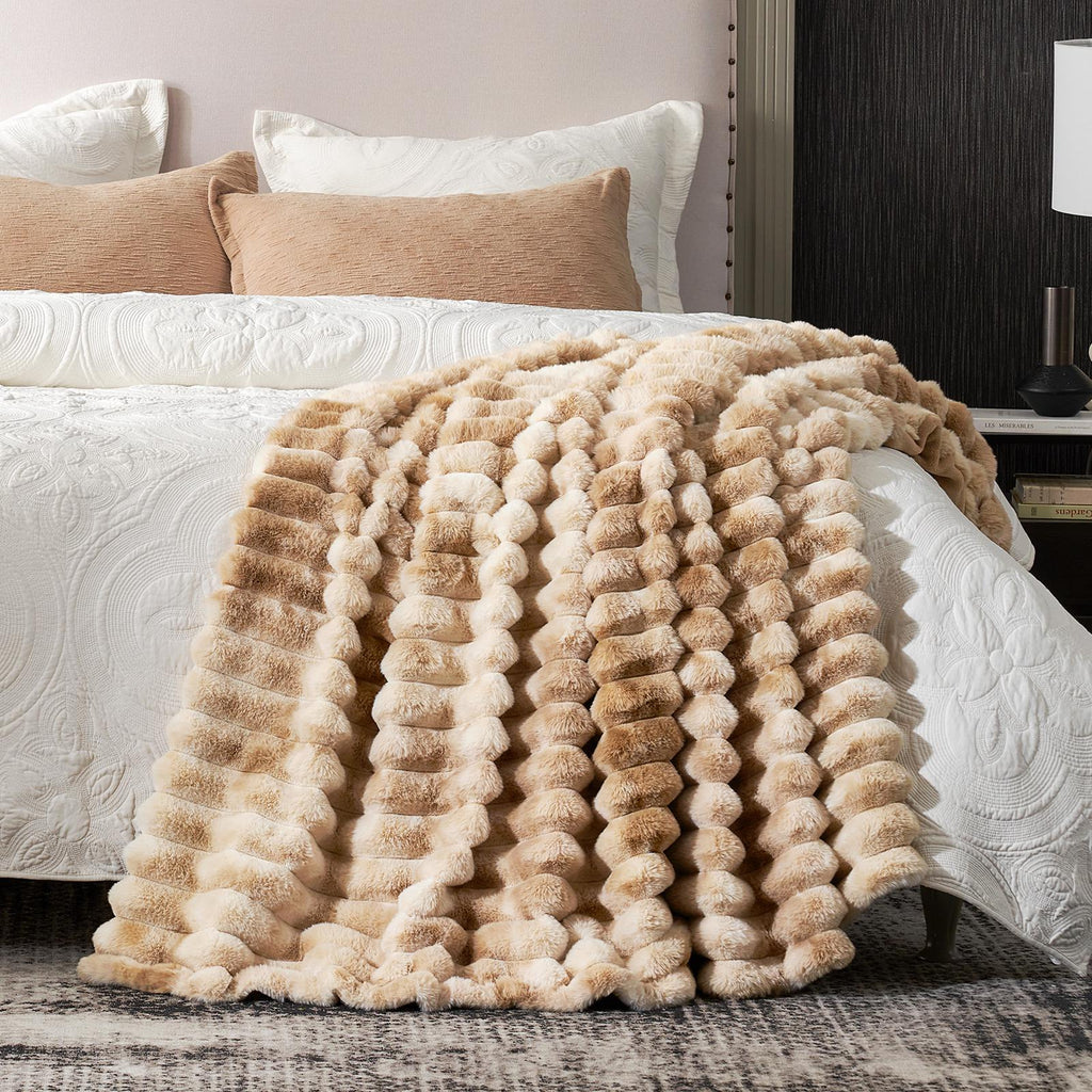 Striped Faux Fur Throw