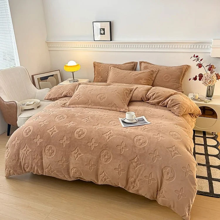 3-Piece MonoFloral Duvet Cover Bedding Set