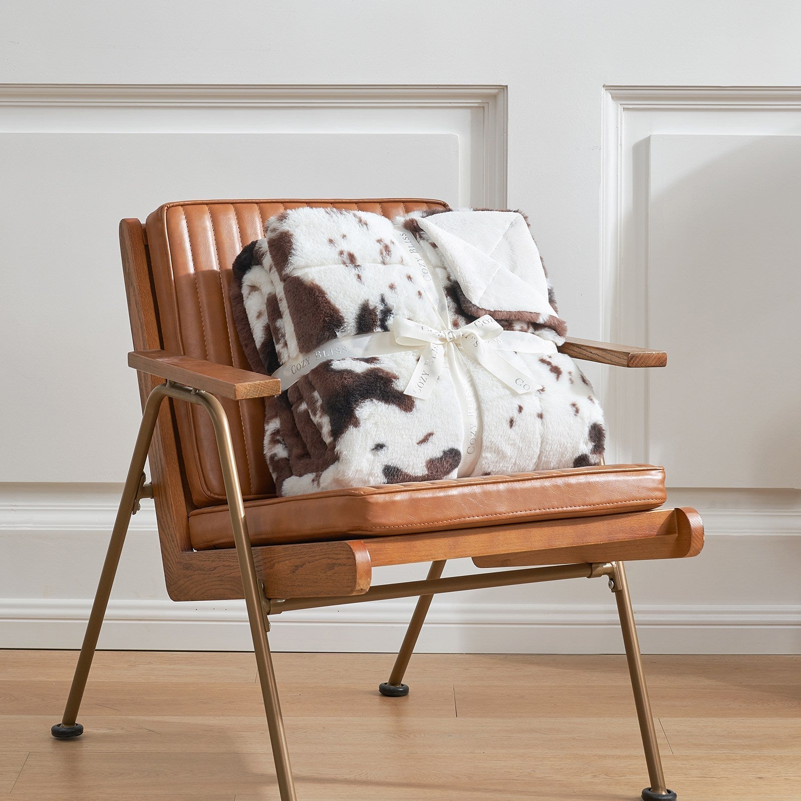 Cow Print Faux Fur Throw