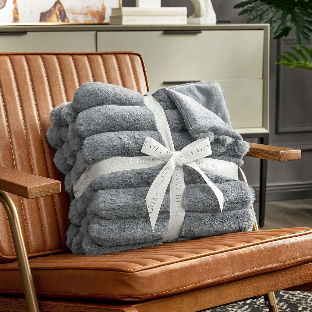 Striped Faux Fur Throw