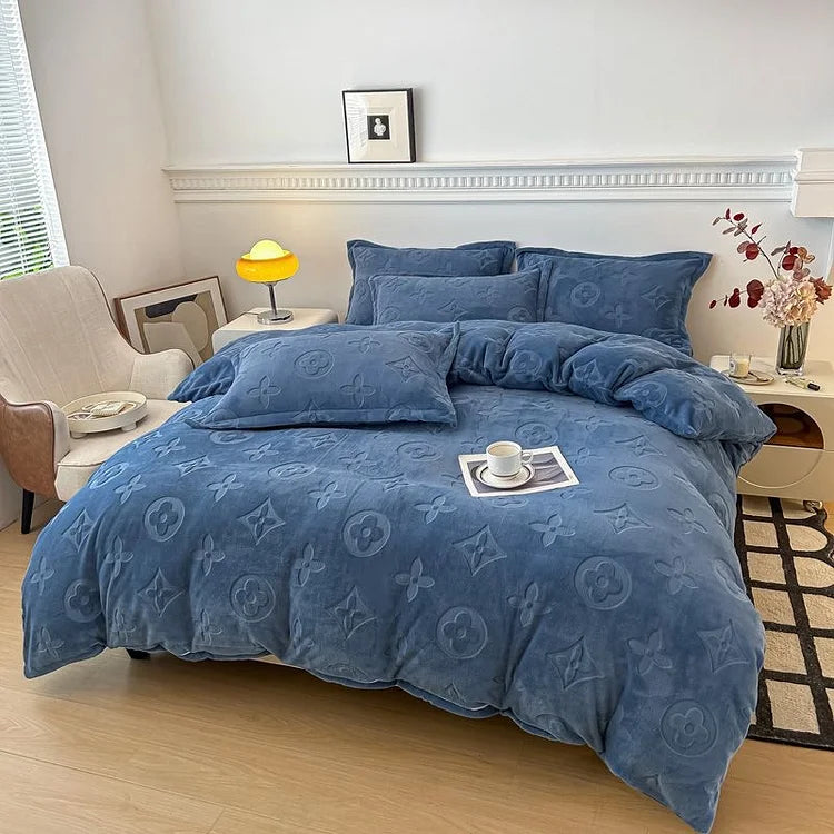 3-Piece MonoFloral Duvet Cover Bedding Set
