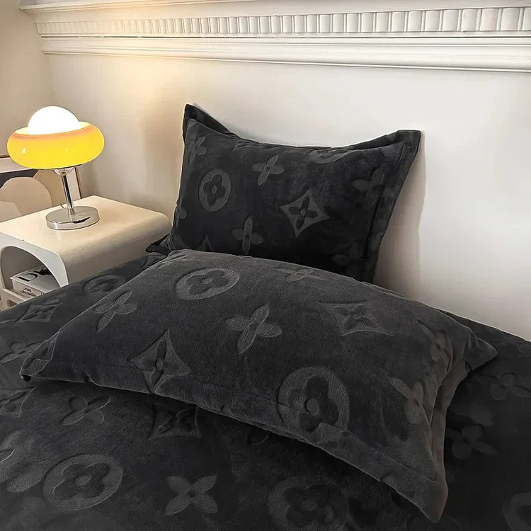3-Piece MonoFloral Duvet Cover Bedding Set