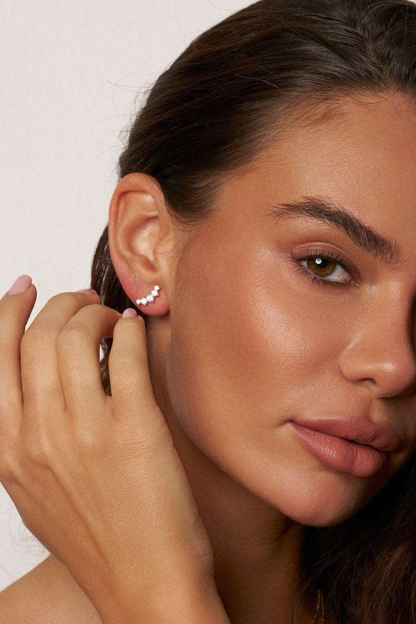 Carina Moissanite Arc Stud Earrings