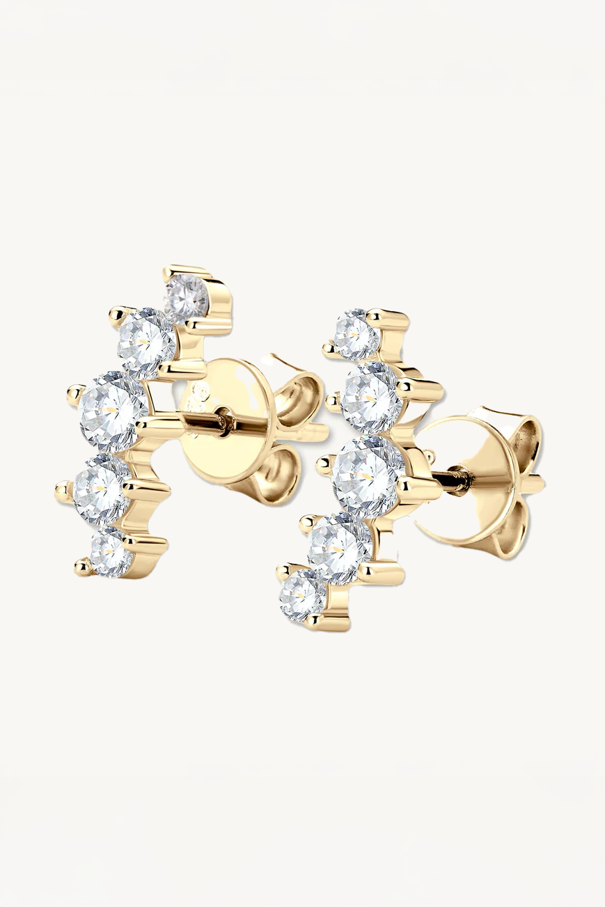 Carina Moissanite Arc Stud Earrings