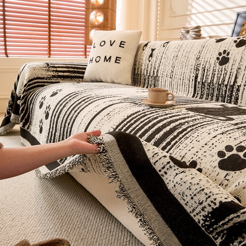 Paw Print Throw Couch Cover