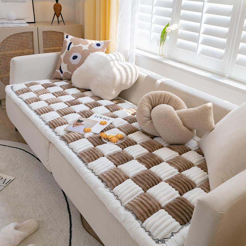 Cream Fuzz Dog Bed Mat