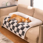 Cream Grid Couch Cover