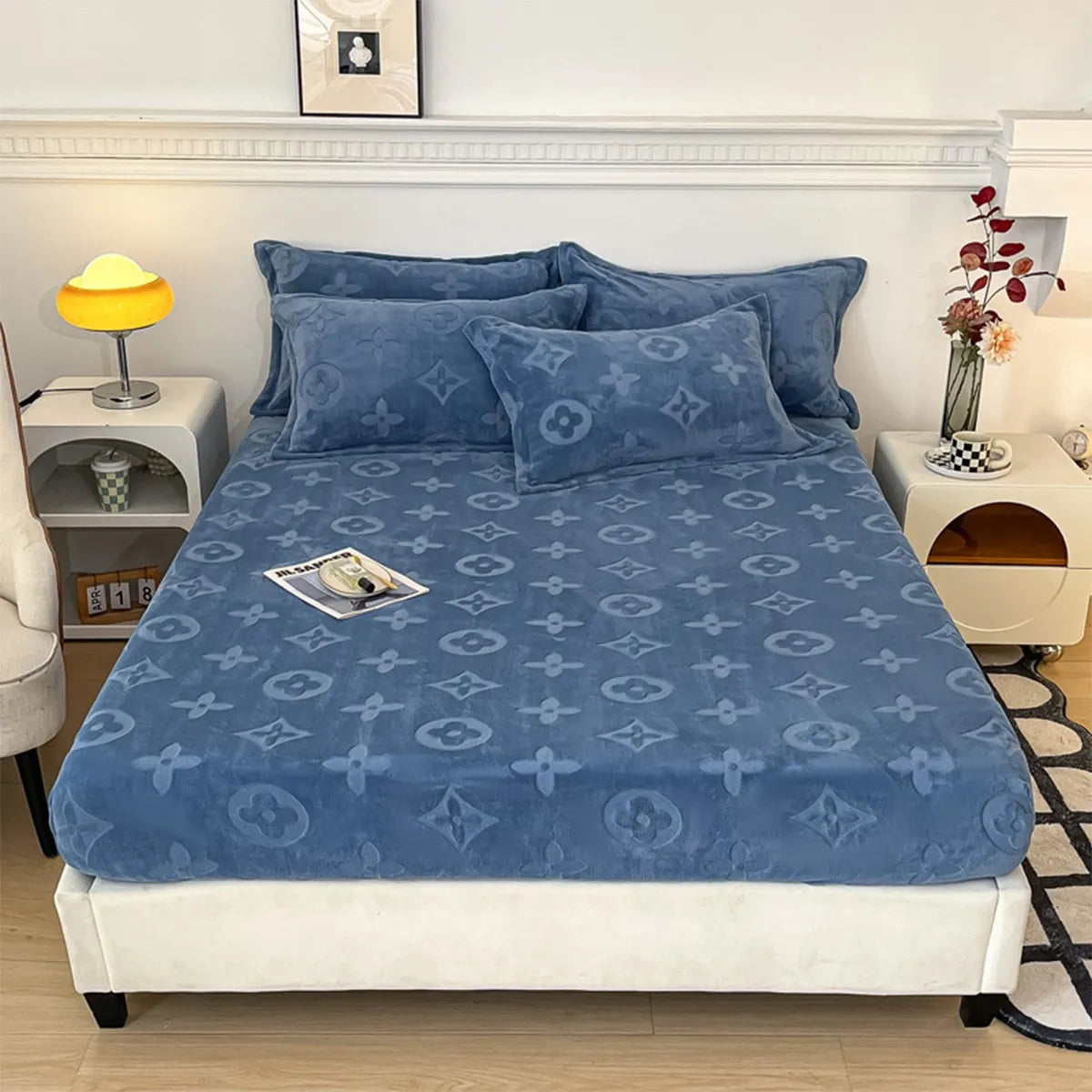 Mono Floral Milk Velvet Bedding Combination
