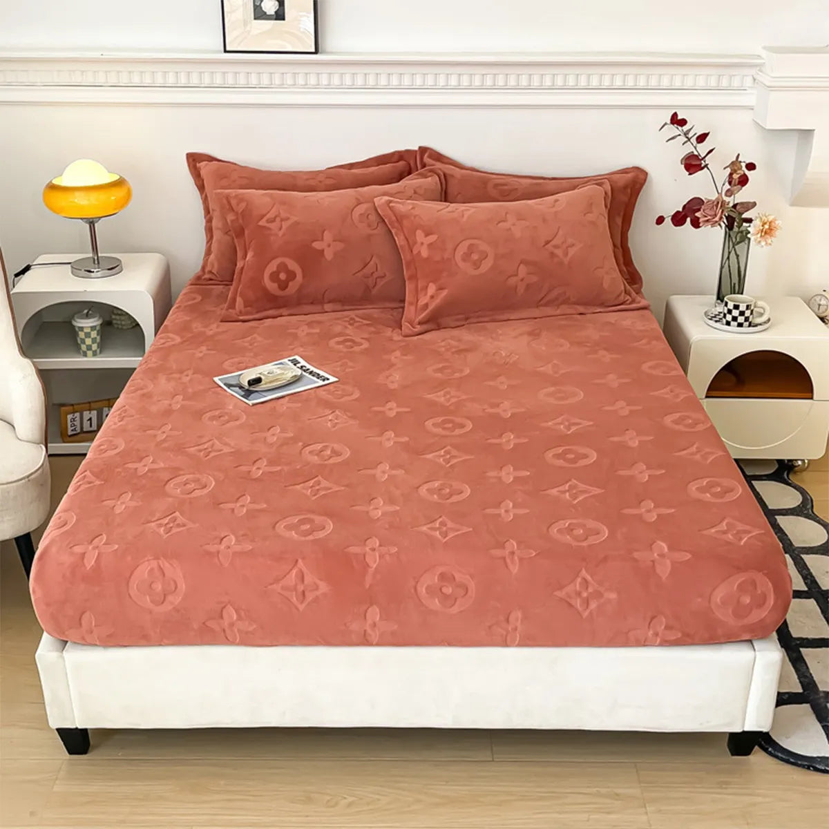 Mono Floral Milk Velvet Bedding Combination