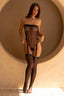 Elise schwarzer transparenter Strumpfband-Body