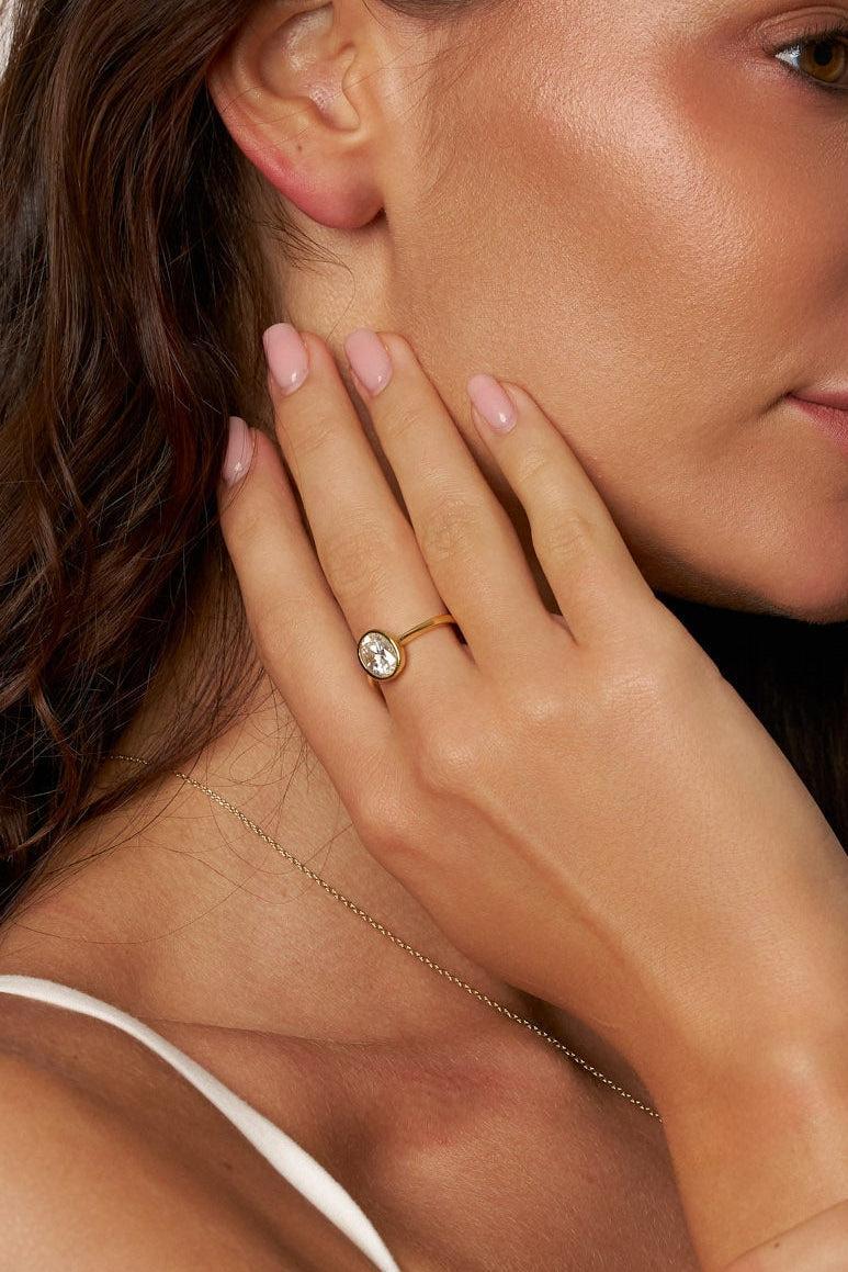 Evelyn Oval Zirkon Solitärring Zweitbild