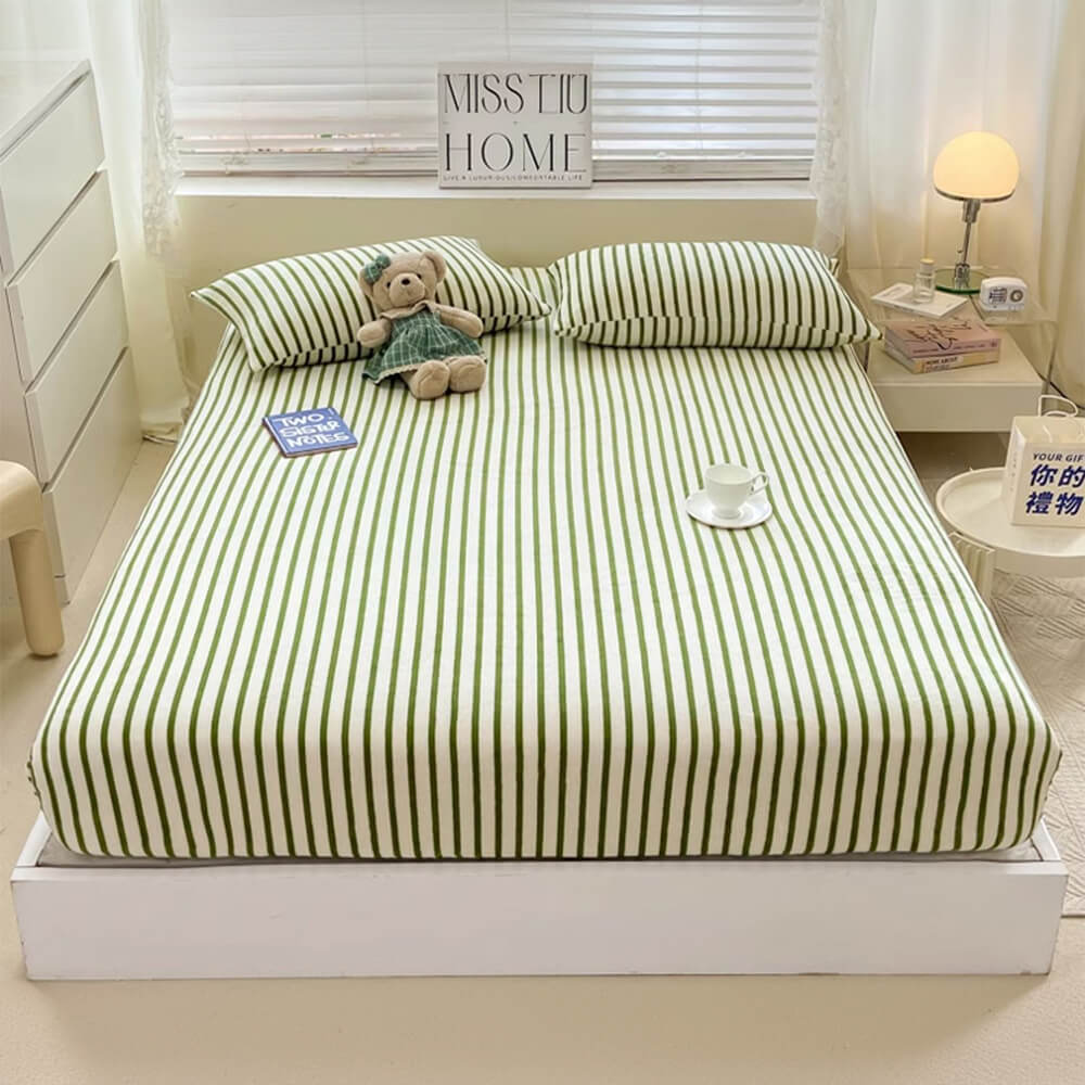 Striped Milk Velvet Fitted Sheet