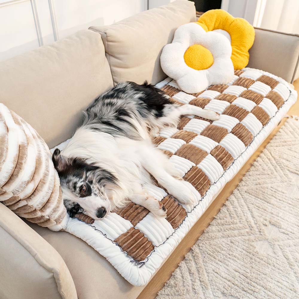 Cream Fuzz Dog Bed Mat