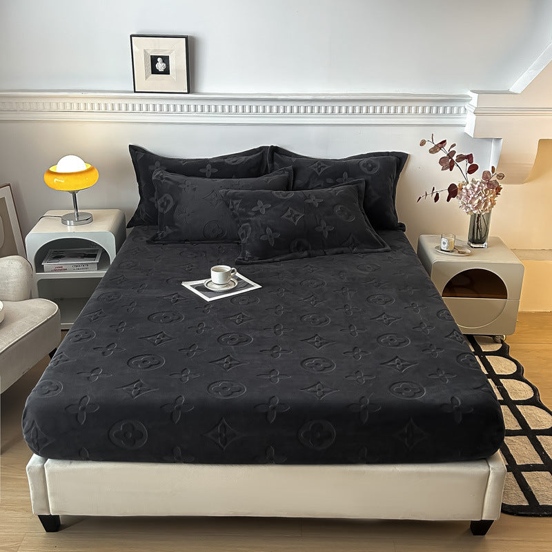Mono Floral Milk Velvet Bedding Combination