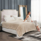 Striped Faux Fur Throw
