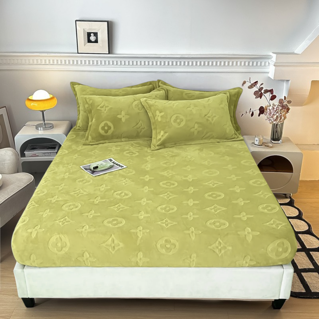 Mono Floral Milk Velvet Bedding Combination