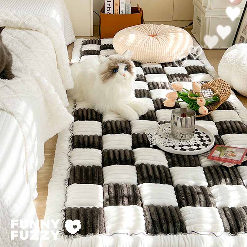 Cream Fuzz Dog Bed Mat