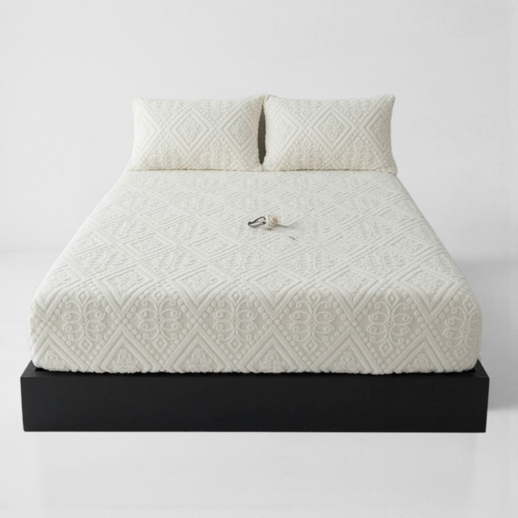 Baroque Embossed Velvet Fitted Sheet Image principale du produit
