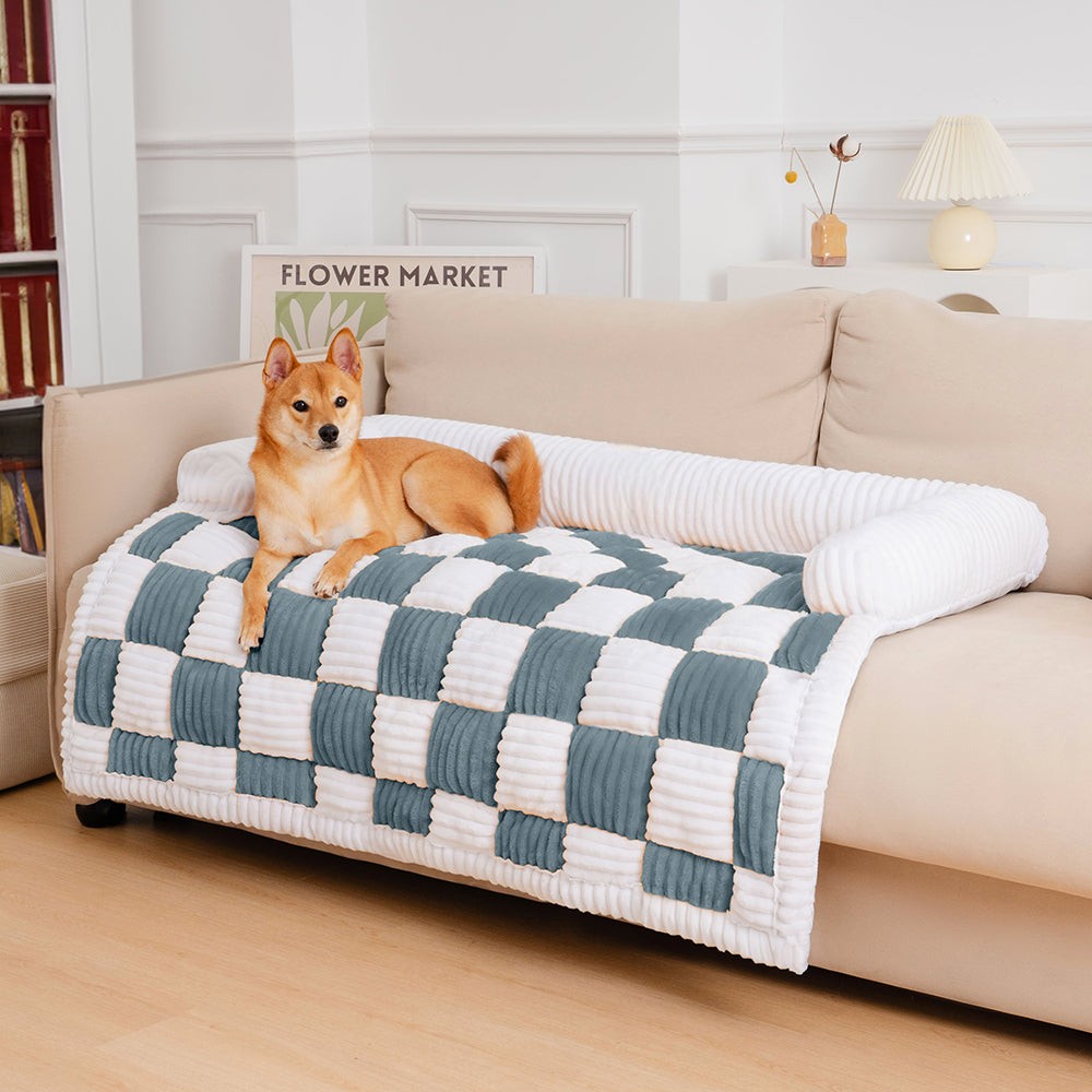 Cream Grid Couch Cover