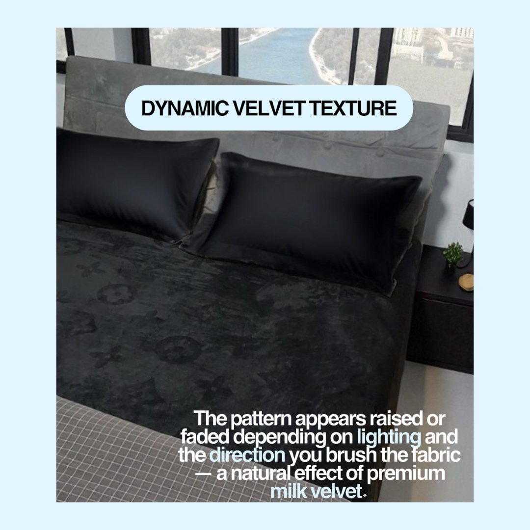 Mono Floral Milk Velvet Bedding Combination