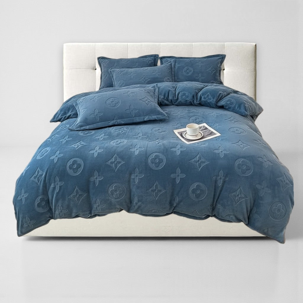 Mono Floral Milk Velvet Bedding Combination