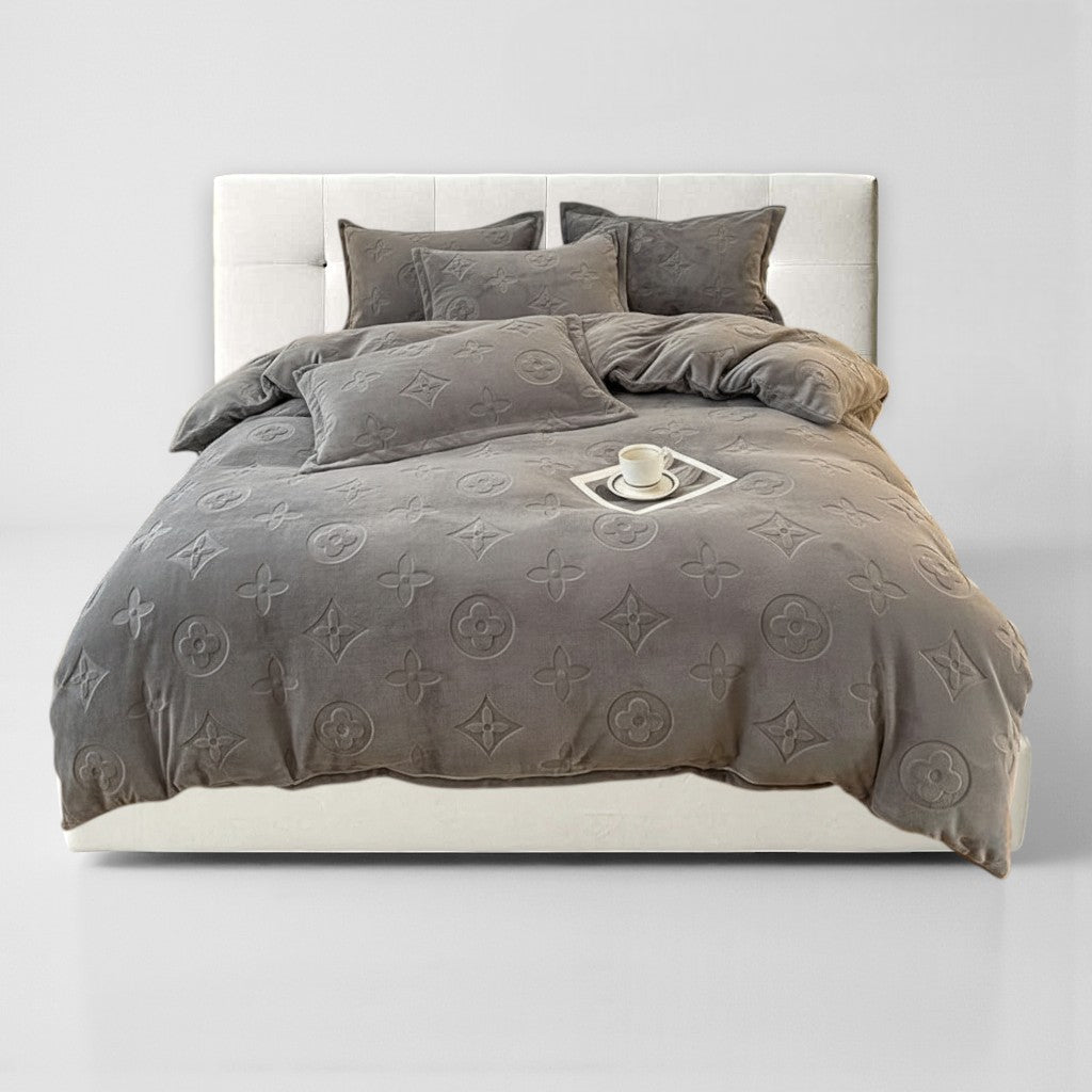 Mono Floral Milk Velvet Bedding Combination