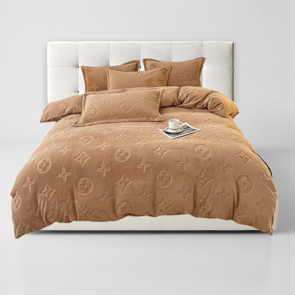 Mono Floral Milk Velvet Bedding Combination