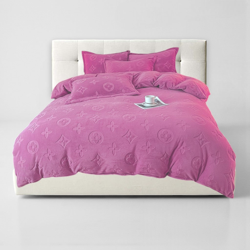 Mono Floral Milk Velvet Bedding Combination