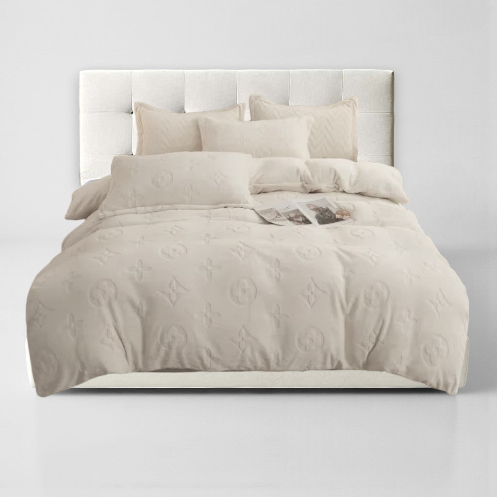 Mono Floral Milk Velvet Bedding Combination
