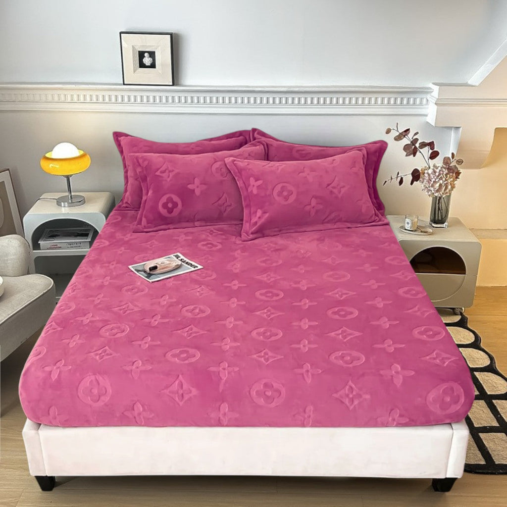 Mono Floral Milk Velvet Bedding Combination
